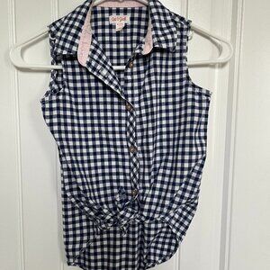 Cat & Jack Tie front shirt Blue and White